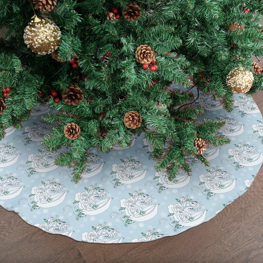 Jupon De Sapin En Polyester Brossé Dragon de glace élégant blanc Roses bleues Fantais