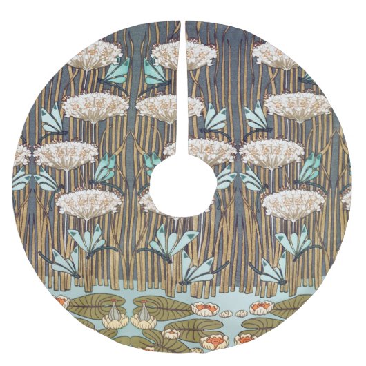 Jupon De Sapin En Polyester Brossé Dragonflies Water Lilies Marais Art Nouveau (Devant)
