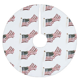 Jupon De Sapin En Polyester Brossé Drapeau américain aux croix