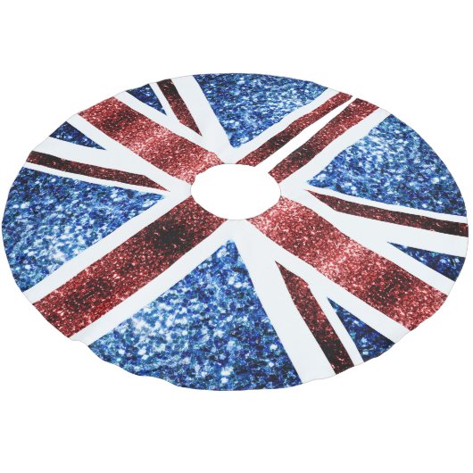 Jupon De Sapin En Polyester Brossé Drapeau rouge et bleu parties scintillant étincela (Angle)