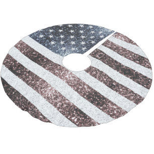 Jupon De Sapin En Polyester Brossé Drapeau rustique rouge blanc bleu étincelant USA