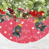 Jupon De Sapin En Polyester Brossé Drôle Chien photo Rouge Noël