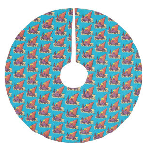 Jupon De Sapin En Polyester Brossé Drôle mignon caricature pourpre crabe ermite
