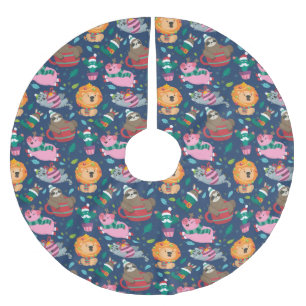 Jupon De Sapin En Polyester Brossé Drôle Motif de Noël