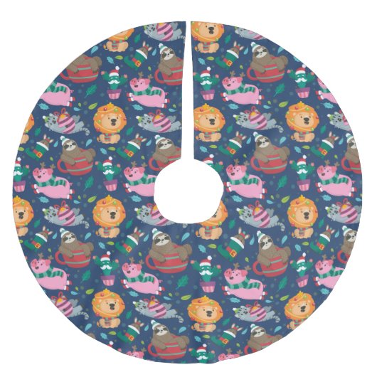 Jupon De Sapin En Polyester Brossé Drôle Motif de Noël (Devant)