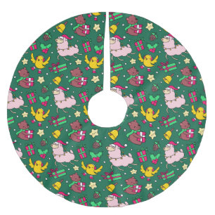 Jupon De Sapin En Polyester Brossé Drôle Noël Llama