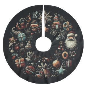 Jupon De Sapin En Polyester Brossé Dur Pasteurs Dessiner Motifs de Noël