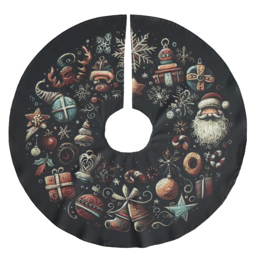 Jupon De Sapin En Polyester Brossé Dur Pasteurs Dessiner Motifs de Noël (Devant)