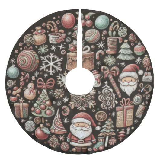 Jupon De Sapin En Polyester Brossé Dur Pasteurs Dessiner Motifs de Noël (Devant)