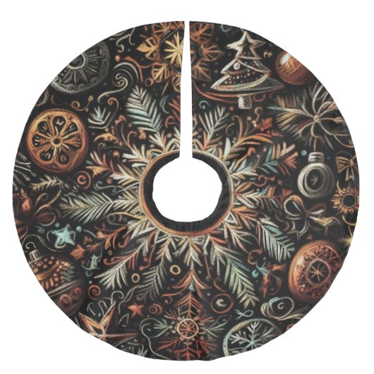 Jupon De Sapin En Polyester Brossé Dur Pasteurs Dessiner Motifs de Noël (Devant)