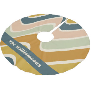 Jupon De Sapin En Polyester Brossé Earthy Boho Wavy Lines Retro Pastels Personnalisé