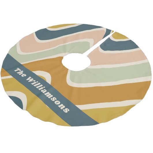 Jupon De Sapin En Polyester Brossé Earthy Boho Wavy Lines Retro Pastels Personnalisé (Angle)