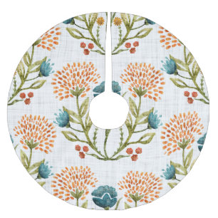 Jupon De Sapin En Polyester Brossé Earthy Whimsical : Aquarelle Motif Fleur.