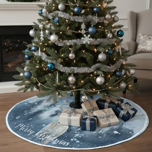 Jupon De Sapin En Polyester Brossé Eau couleur cerf et neige vacances personnalisées