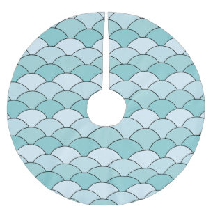 Jupon De Sapin En Polyester Brossé Écailés de dragon, éventails, vagues, Seigaiha, Bl