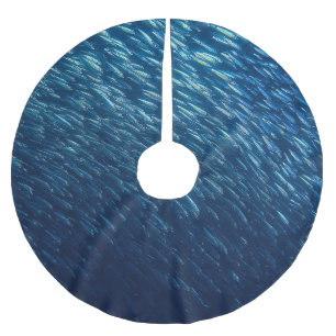 Jupon De Sapin En Polyester Brossé École de poisson sous-marin Abstrait