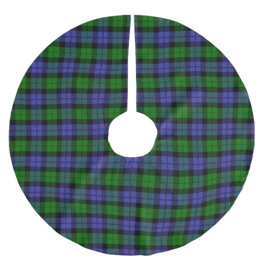 Jupon De Sapin En Polyester Brossé écossais bleu et vert tartan (Devant)