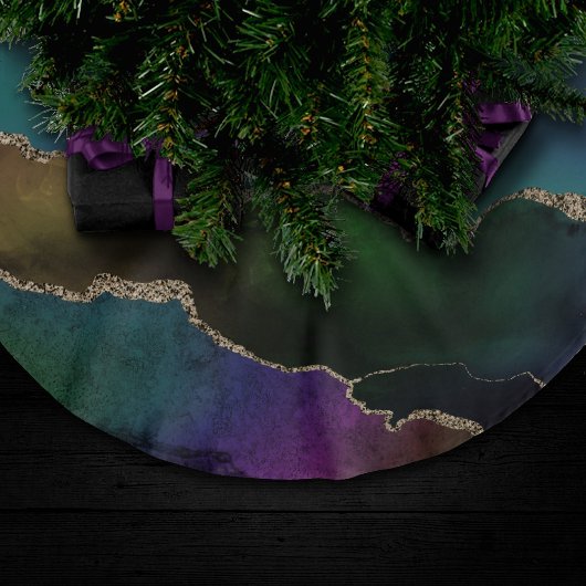 Jupon De Sapin En Polyester Brossé Edgy Agate | Sombre Moody Jewel Tone Mystic Turquo
