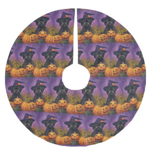 Jupon De Sapin En Polyester Brossé Éffrayant Affenpinscher Halloween sorcière et Citr