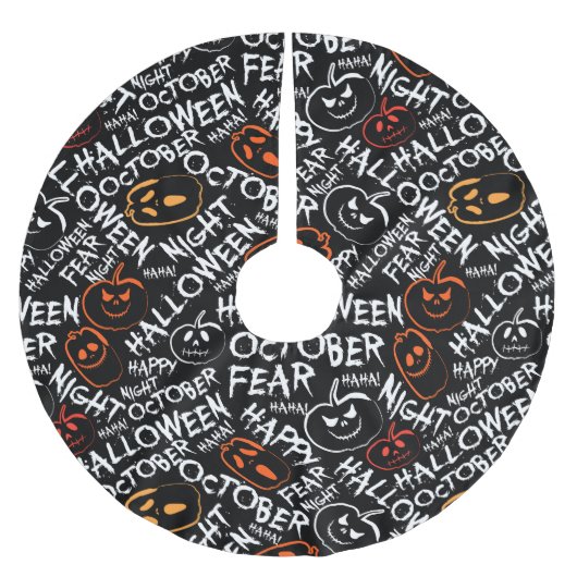 Jupon De Sapin En Polyester Brossé Éffrayant Halloween citrouille mots carrelé motif (Devant)