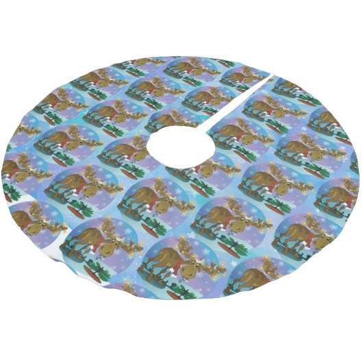 Jupon De Sapin En Polyester Brossé Élan de Noël (Angle)