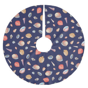 Jupon De Sapin En Polyester Brossé Elégance du coquillage : Motif bleu d'été.