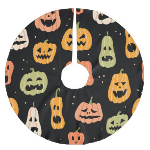 Jupon De Sapin En Polyester Brossé Élégance éffrayante : Art Citrouille d'Halloween