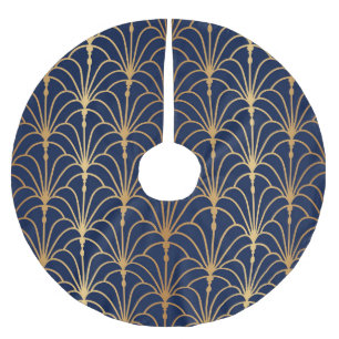 Jupon De Sapin En Polyester Brossé Elégance orientale : Motif de ventilateur d'or