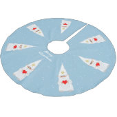 Jupon De Sapin En Polyester Brossé Élégant blanc de Noël sur bleu clair (Angle)