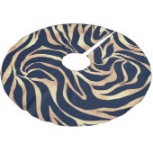 Jupon De Sapin En Polyester Brossé Elégant bleu marine Gold Zebra Imprimer (Angle)