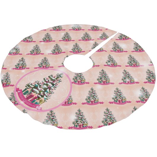 Jupon De Sapin En Polyester Brossé Élégant cadeau d'arbre de Noël (Angle)