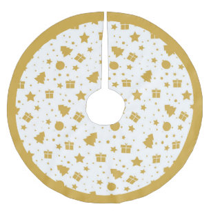 Jupon De Sapin En Polyester Brossé Elégant cadeau d'Arbre de Noël Or