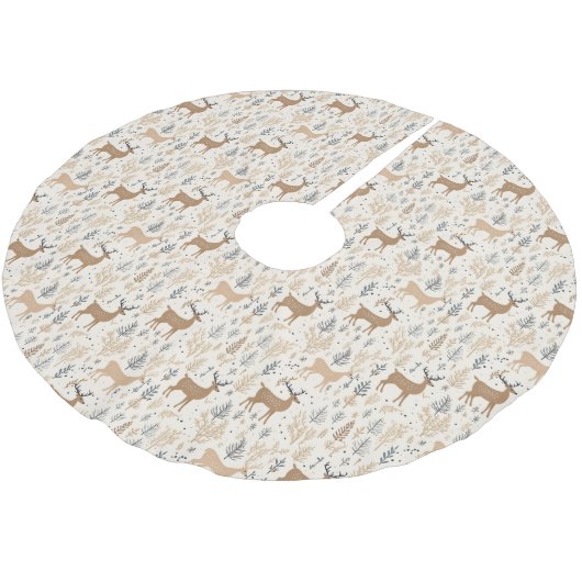Jupon De Sapin En Polyester Brossé Élégant cerf de Noël (Angle)