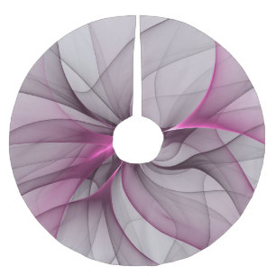 Jupon De Sapin En Polyester Brossé Élégant Chaos Moderne Art Fractal Abstrait Rose