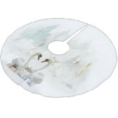 Jupon De Sapin En Polyester Brossé Elégant cygne Aquarelle Jupe Arbre (Angle)