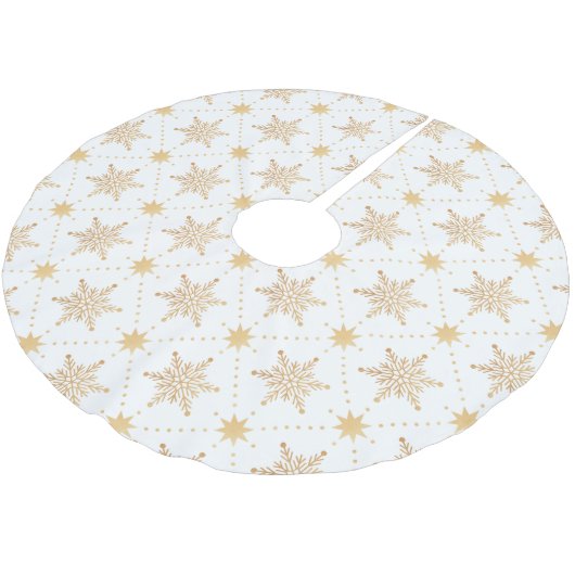 Jupon De Sapin En Polyester Brossé Élégant Faux Gold Snowflakes Noël Patttern (Angle)