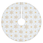 Jupon De Sapin En Polyester Brossé Élégant Faux Gold Snowflakes Noël Patttern (Devant)