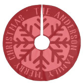 Jupon De Sapin En Polyester Brossé Élégant flocon de neige moderne de Noël Rouge (Devant)