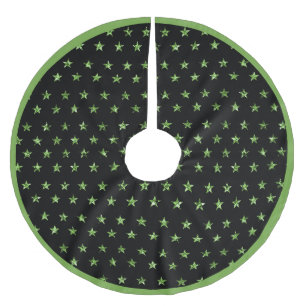 Jupon De Sapin En Polyester Brossé Élégant Glam Green Diamond Stars Gems Étincelants