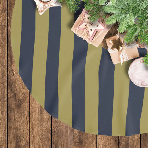 Jupon De Sapin En Polyester Brossé Elégant Gold & Navy Blue Vertical Stripes