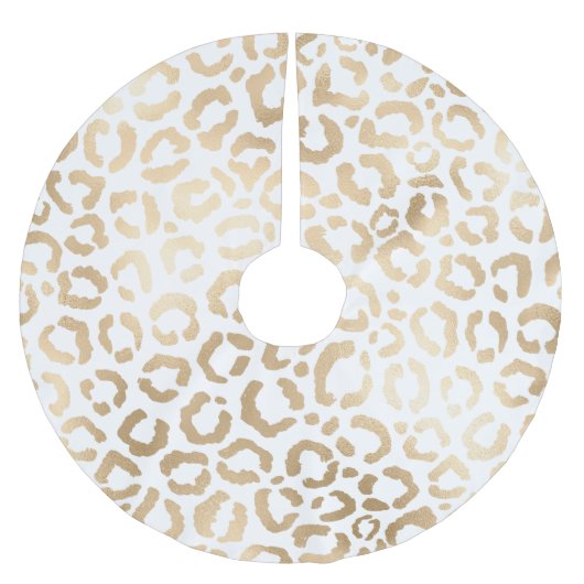 Jupon De Sapin En Polyester Brossé Elegant Gold White Leopard Cheetah Animal Print (Devant)