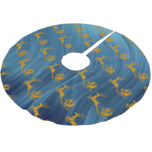 Jupon De Sapin En Polyester Brossé Elégant Joyeux Noël Gold père Noël Deer xmas patte
