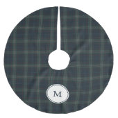 Jupon De Sapin En Polyester Brossé Élégant Monogramme bleu marine et vert (Devant)