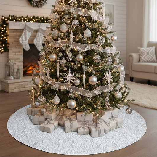 Jupon De Sapin En Polyester Brossé Élégant motif blanc