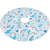 Jupon De Sapin En Polyester Brossé Elégant Motif d'aquarelle bleu hiver (Angle)