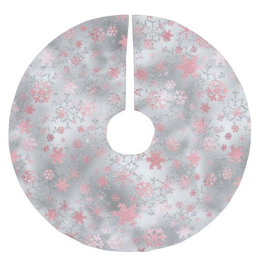 Jupon De Sapin En Polyester Brossé Élégant Motif de Noël vert rose (Devant)