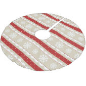 Jupon De Sapin En Polyester Brossé Élégant Noël Snowflakes Red Polka Motif (Angle)