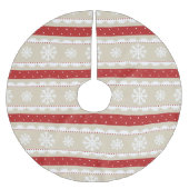 Jupon De Sapin En Polyester Brossé Élégant Noël Snowflakes Red Polka Motif (Devant)