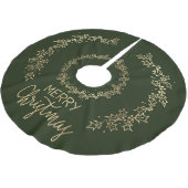 Jupon De Sapin En Polyester Brossé Élégant Noël Vert et Or Holly (Angle)
