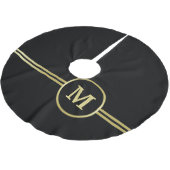 Jupon De Sapin En Polyester Brossé Élégant or Monogramme personnalisé sur noir (Angle)